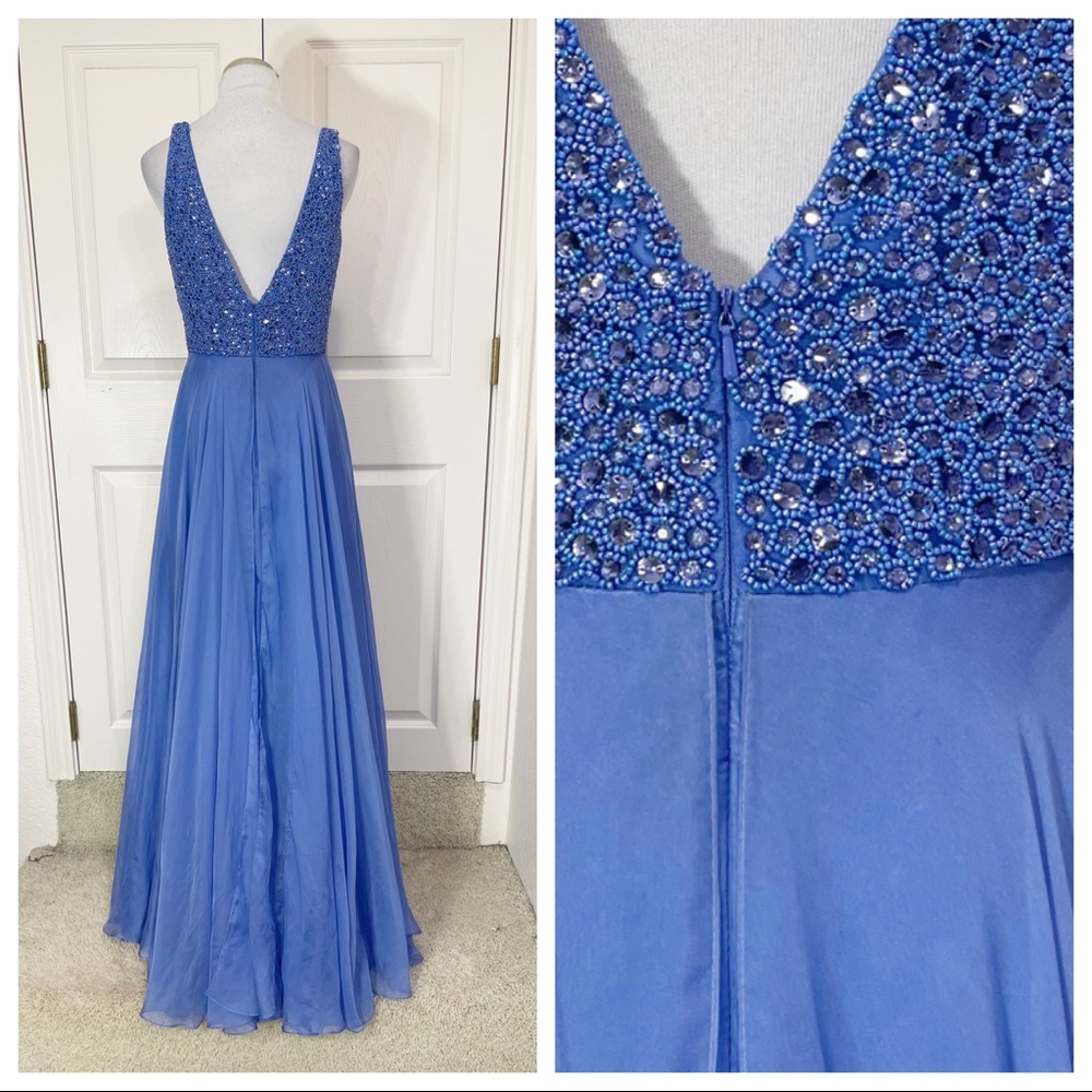 Sherri Hill sequin blue gown - Picture 3 of 9